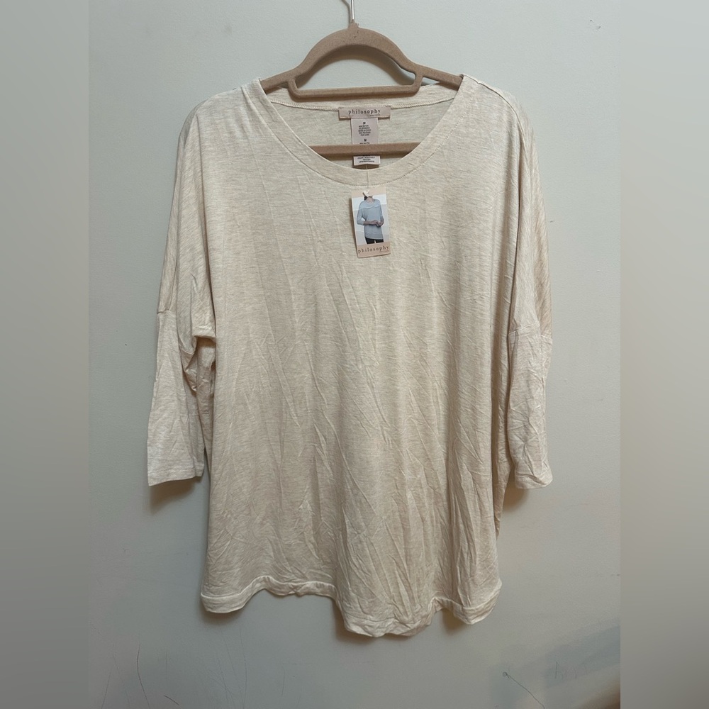 Philosophy Republic Clothing Asymmetrical Top Wheatfield Heather Size M NWT